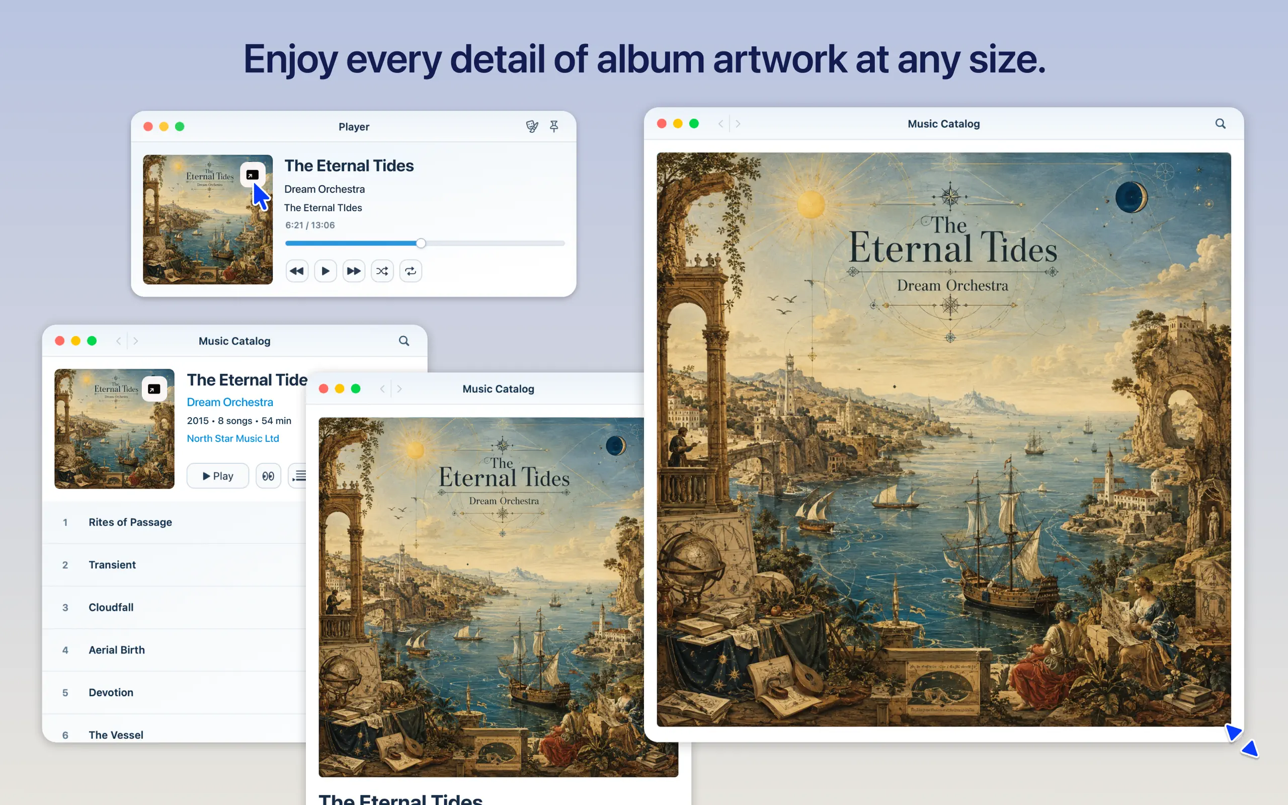 Album artwork expanded into resizable Foil catalog windows