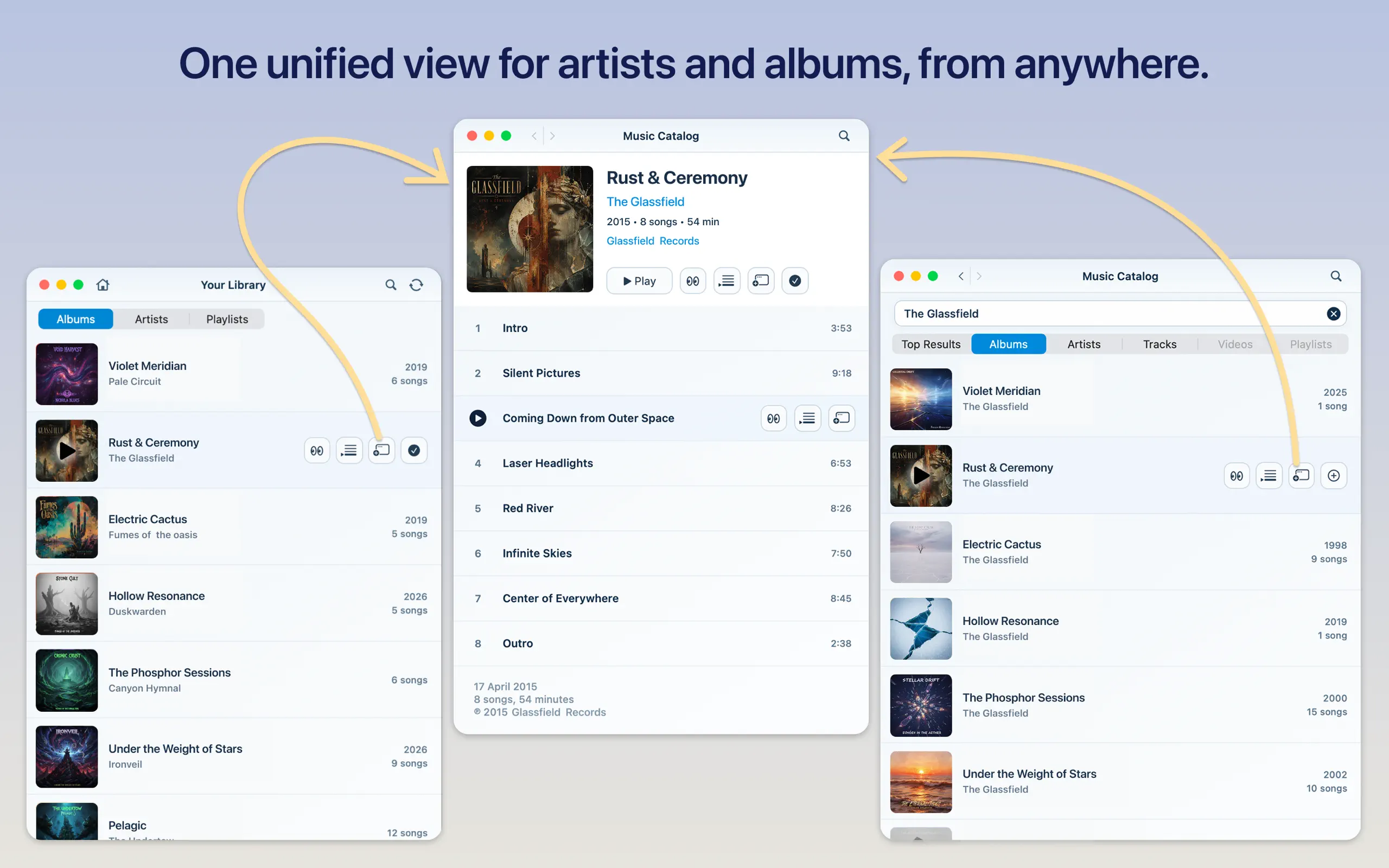 Foil opening the same album from Your Library and Music Catalog windows
